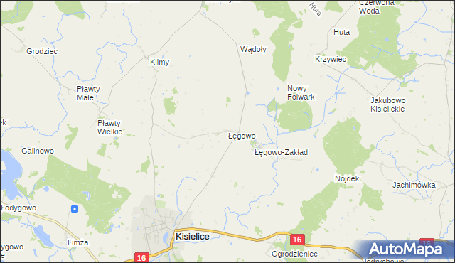 mapa Łęgowo gmina Kisielice, Łęgowo gmina Kisielice na mapie Targeo