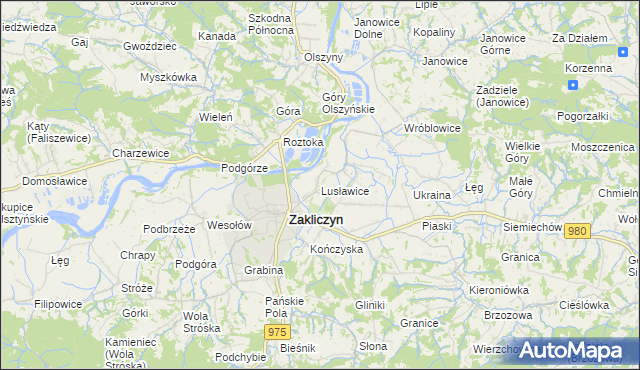mapa Lusławice gmina Zakliczyn, Lusławice gmina Zakliczyn na mapie Targeo