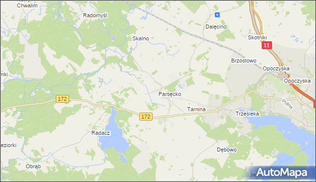 mapa Parsęcko, Parsęcko na mapie Targeo