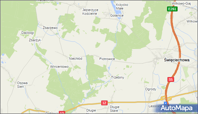 mapa Piotrowice gmina Święciechowa, Piotrowice gmina Święciechowa na mapie Targeo