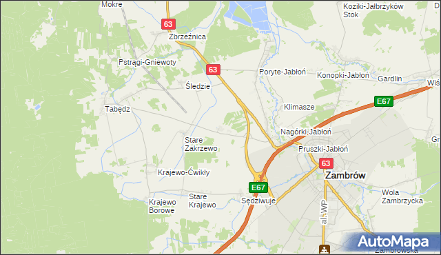mapa Nowe Zakrzewo, Nowe Zakrzewo na mapie Targeo