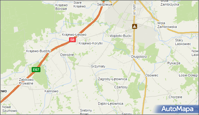 mapa Wądołki-Borowe, Wądołki-Borowe na mapie Targeo