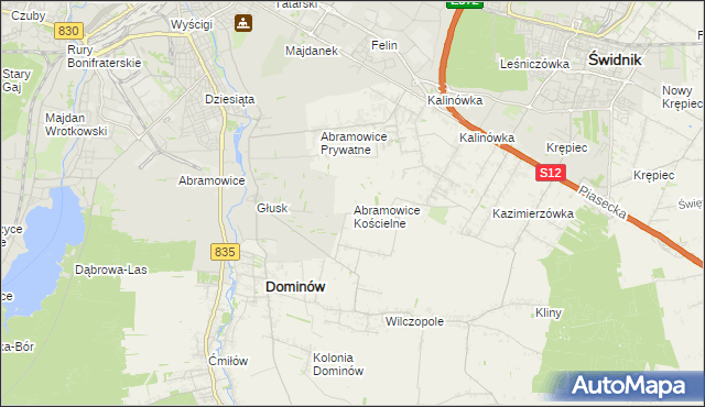 mapa Abramowice Kościelne, Abramowice Kościelne na mapie Targeo