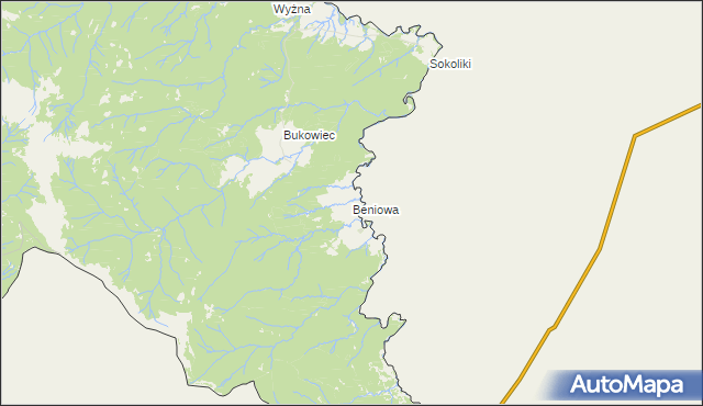 mapa Beniowa, Beniowa na mapie Targeo