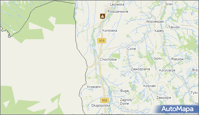 mapa Chochołów gmina Czarny Dunajec, Chochołów gmina Czarny Dunajec na mapie Targeo