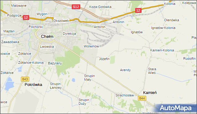 mapa Józefin gmina Kamień, Józefin gmina Kamień na mapie Targeo