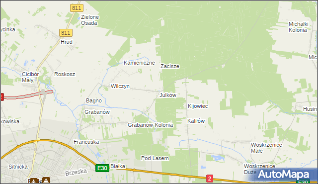 mapa Julków gmina Biała Podlaska, Julków gmina Biała Podlaska na mapie Targeo