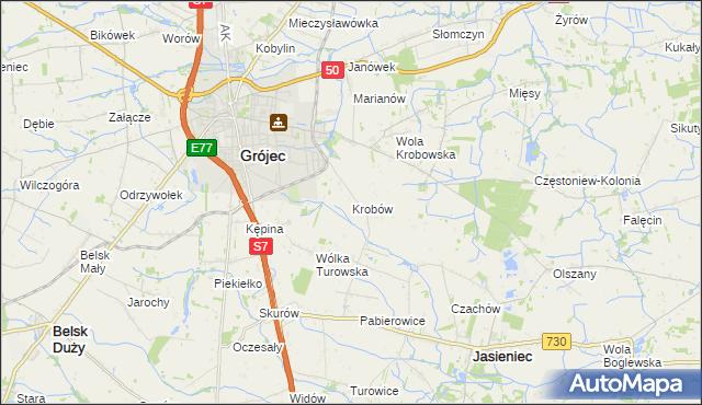 mapa Krobów, Krobów na mapie Targeo
