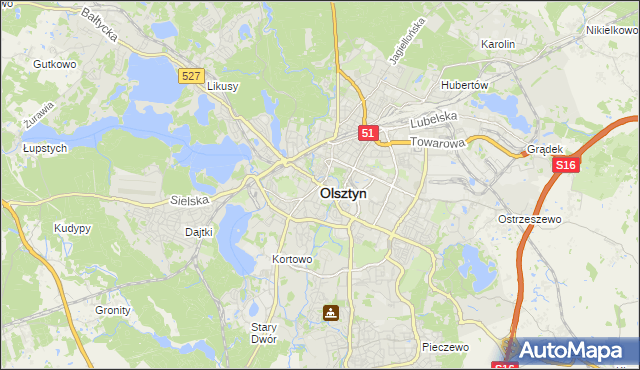 mapa Olsztyna, Olsztyn na mapie Targeo