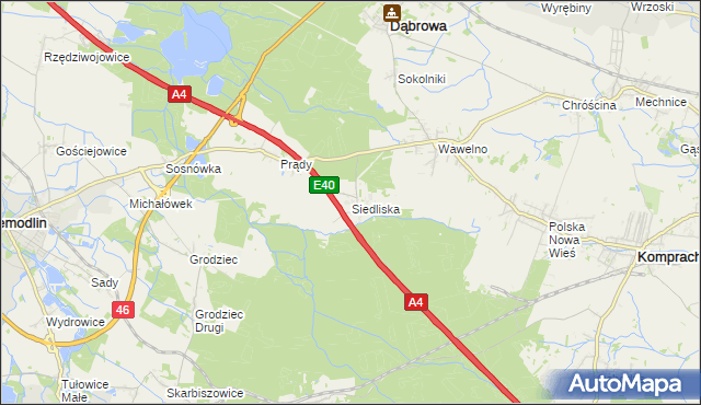 mapa Siedliska gmina Dąbrowa, Siedliska gmina Dąbrowa na mapie Targeo