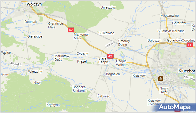 mapa Stare Czaple gmina Kluczbork, Stare Czaple gmina Kluczbork na mapie Targeo