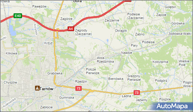 mapa Wola Rzędzińska, Wola Rzędzińska na mapie Targeo