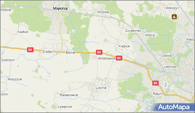 mapa Wróblowice gmina Miękinia, Wróblowice gmina Miękinia na mapie Targeo