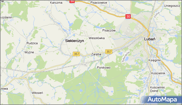 mapa Zaręba gmina Siekierczyn, Zaręba gmina Siekierczyn na mapie Targeo