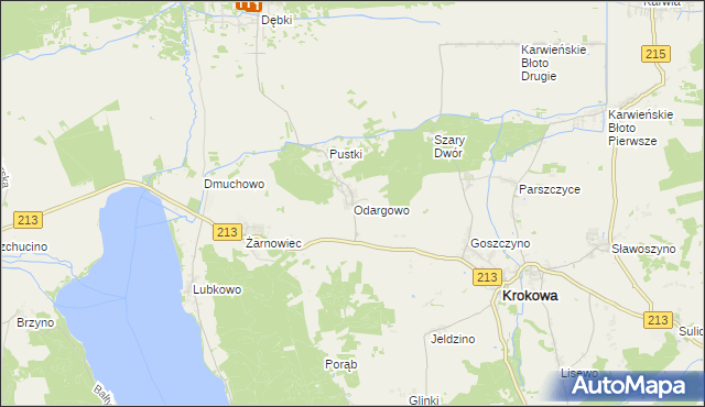 mapa Odargowo gmina Krokowa, Odargowo gmina Krokowa na mapie Targeo