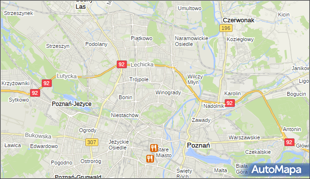 mapa Winogrady, Winogrady na mapie Targeo