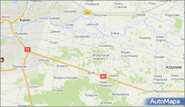 mapa Brzezińskie Holendry, Brzezińskie Holendry na mapie Targeo