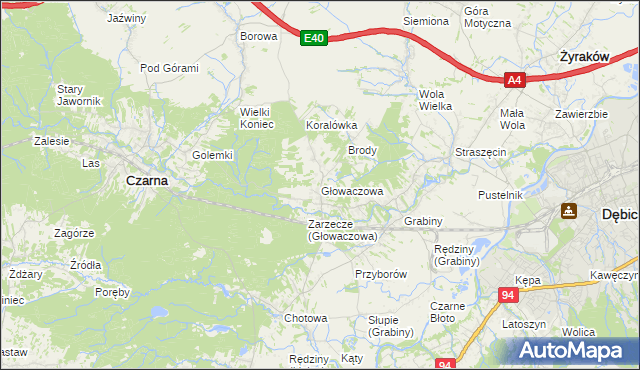 mapa Głowaczowa, Głowaczowa na mapie Targeo