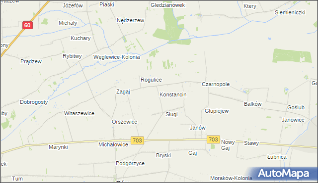 mapa Konstancin gmina Góra Świętej Małgorzaty, Konstancin gmina Góra Świętej Małgorzaty na mapie Targeo