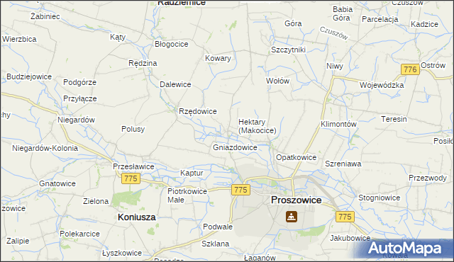 mapa Makocice, Makocice na mapie Targeo