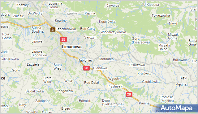 mapa Mordarka, Mordarka na mapie Targeo