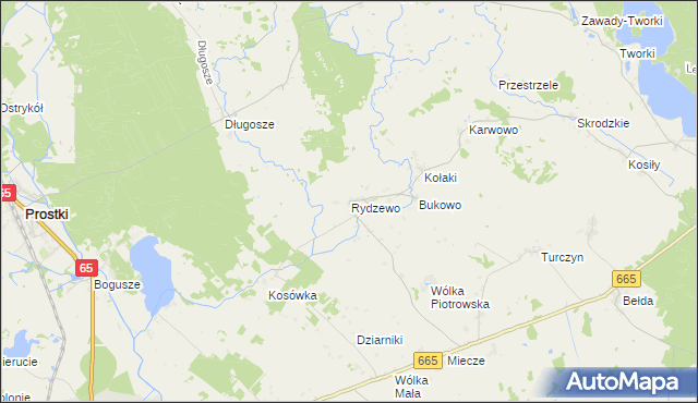 mapa Rydzewo gmina Rajgród, Rydzewo gmina Rajgród na mapie Targeo