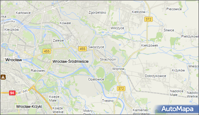 mapa Strachocin gmina Wrocław, Strachocin gmina Wrocław na mapie Targeo