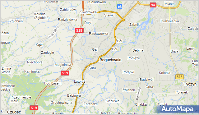 mapa Boguchwała powiat rzeszowski, Boguchwała powiat rzeszowski na mapie Targeo