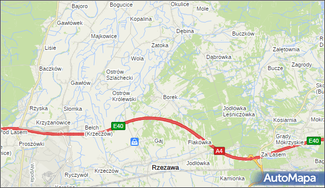 mapa Borek gmina Rzezawa, Borek gmina Rzezawa na mapie Targeo