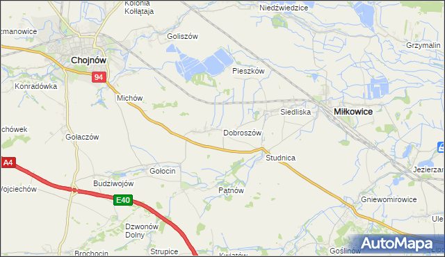 mapa Dobroszów gmina Chojnów, Dobroszów gmina Chojnów na mapie Targeo