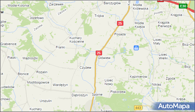 mapa Główiew, Główiew na mapie Targeo
