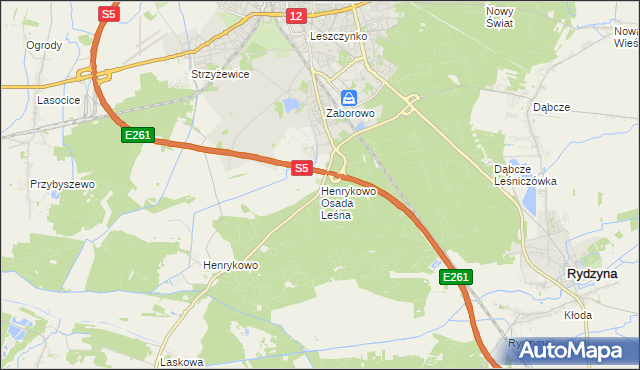 mapa Henrykowo Osada Leśna, Henrykowo Osada Leśna na mapie Targeo