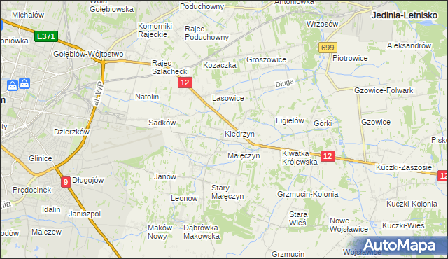 mapa Kiedrzyn gmina Gózd, Kiedrzyn gmina Gózd na mapie Targeo