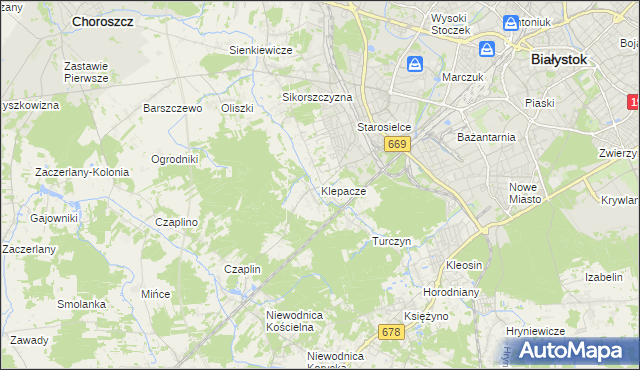 mapa Klepacze gmina Choroszcz, Klepacze gmina Choroszcz na mapie Targeo