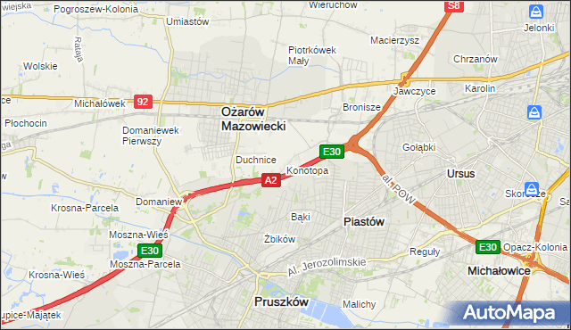 mapa Konotopa gmina Ożarów Mazowiecki, Konotopa gmina Ożarów Mazowiecki na mapie Targeo