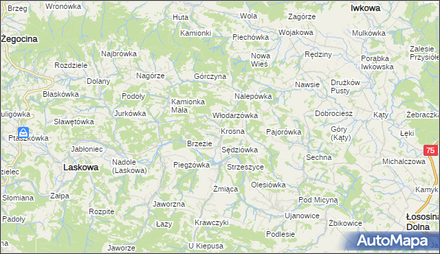 mapa Krosna, Krosna na mapie Targeo