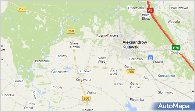 mapa Nowa Wieś gmina Aleksandrów Kujawski, Nowa Wieś gmina Aleksandrów Kujawski na mapie Targeo