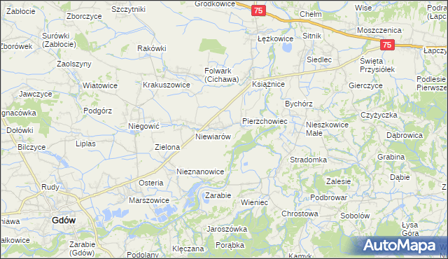 mapa Pierzchów, Pierzchów na mapie Targeo