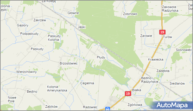 mapa Płudy gmina Radzyń Podlaski, Płudy gmina Radzyń Podlaski na mapie Targeo