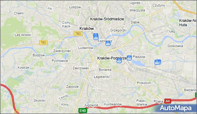 mapa Podgórze gmina Kraków, Podgórze gmina Kraków na mapie Targeo