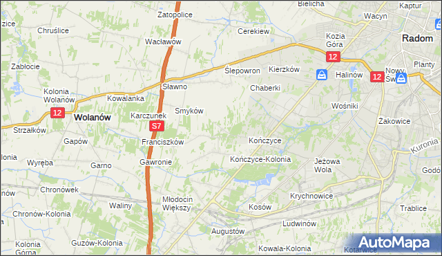 mapa Podkończyce, Podkończyce na mapie Targeo