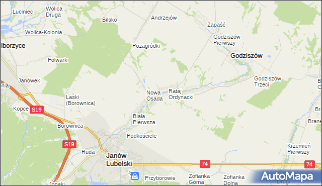 mapa Rataj Poduchowny, Rataj Poduchowny na mapie Targeo