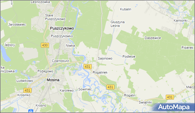 mapa Sasinowo, Sasinowo na mapie Targeo