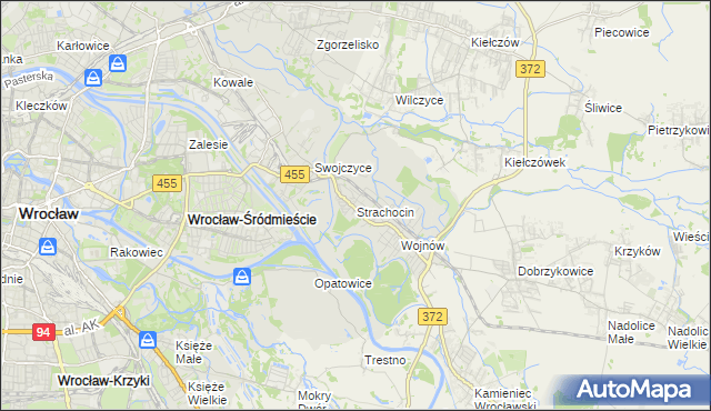 mapa Strachocin gmina Wrocław, Strachocin gmina Wrocław na mapie Targeo