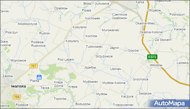 mapa Strzyżowice gmina Opatów, Strzyżowice gmina Opatów na mapie Targeo