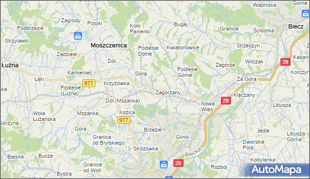 mapa Zagórzany gmina Gorlice, Zagórzany gmina Gorlice na mapie Targeo