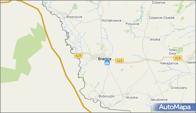 mapa Branice powiat głubczycki, Branice powiat głubczycki na mapie Targeo