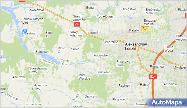 mapa Placydów, Placydów na mapie Targeo