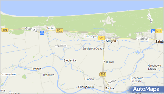 mapa Stegienka-Osada, Stegienka-Osada na mapie Targeo