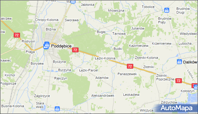 mapa Józefka gmina Poddębice, Józefka gmina Poddębice na mapie Targeo